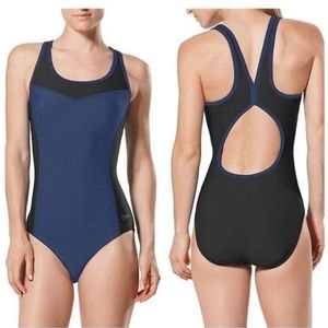 Speedo  Color block  One Piece Swimsuit XXL Plus Size  Blue Harmony, Blue/ black